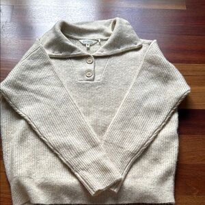 Aventura Cream Cowl Neck Sweater with Ribbed Knit